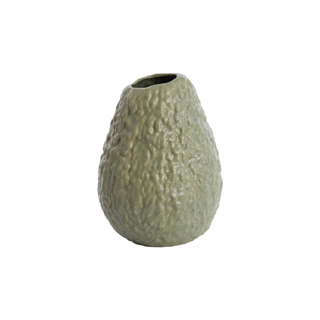 Organic Textured Green Ceramic Vase - Modern Home Decor