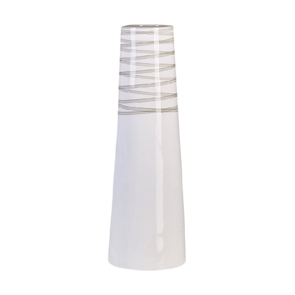 Modern Ceramic Vase with Elegant Spiral Design, White