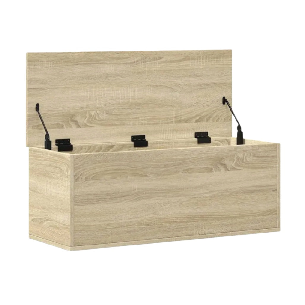 Modern Wooden Storage Chest with Lift-Top Lid and Gas Springs