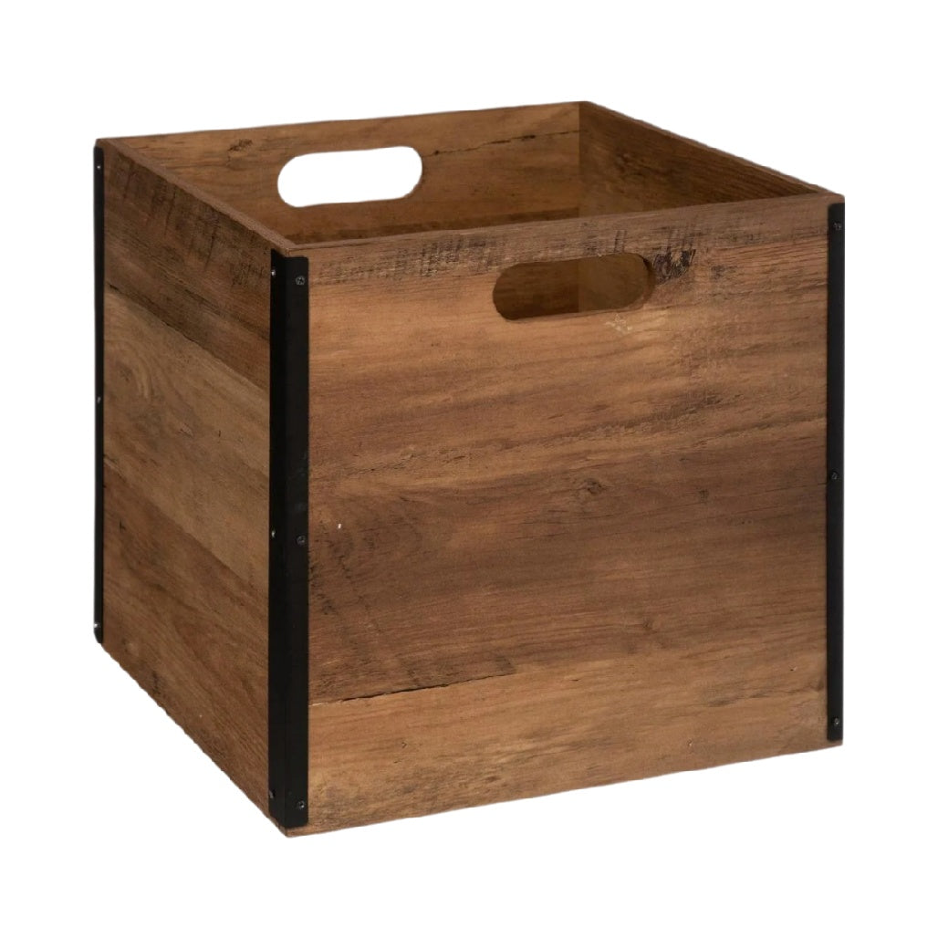 Rustic Wooden Storage Bin with Handles - Versatile Home Organizer**