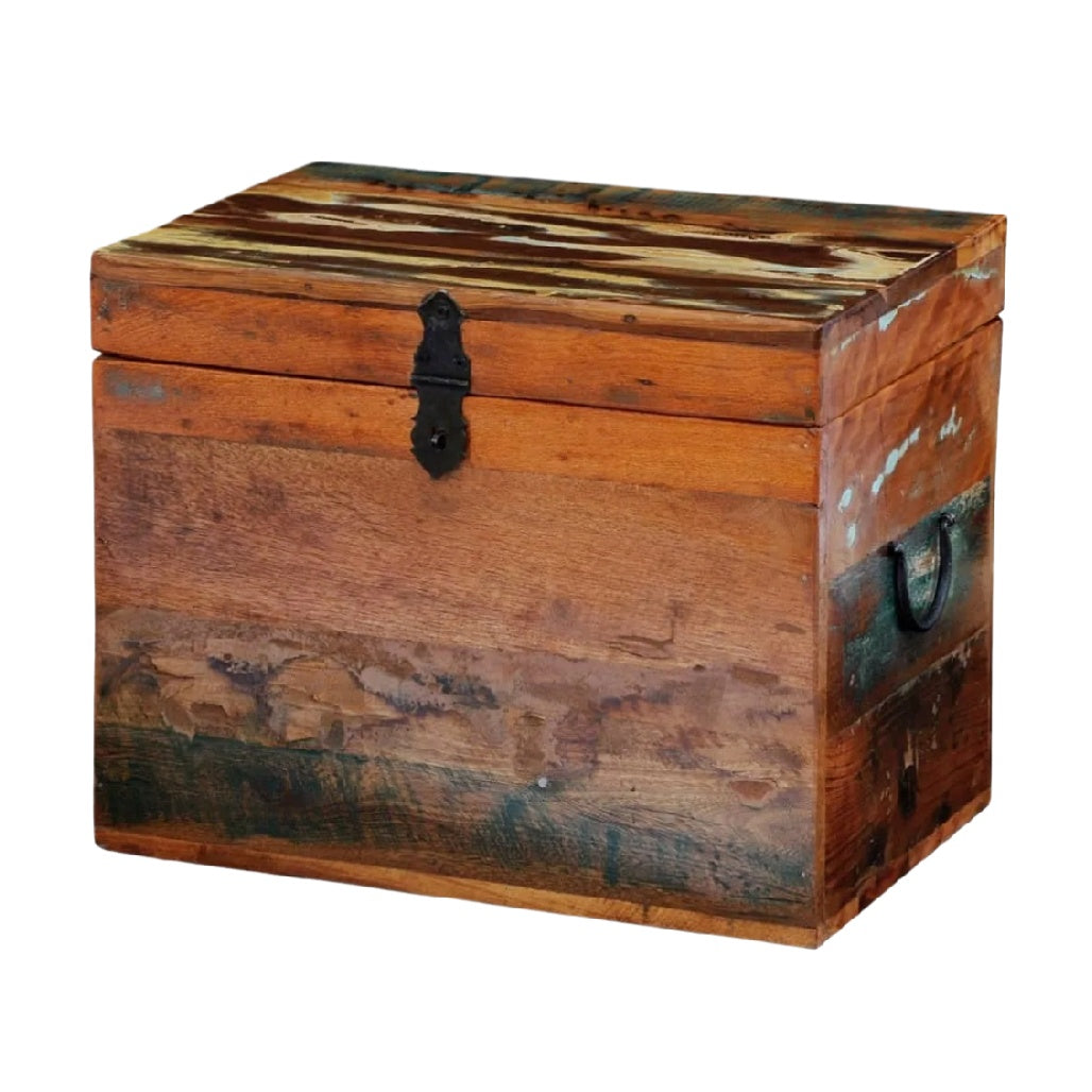 Rustic Wooden Storage Chest with Lock - Vintage Style Decorative Box